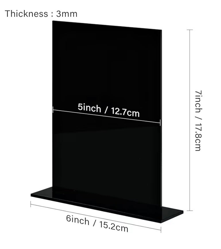 Black Acrylic Photo Frame w/base